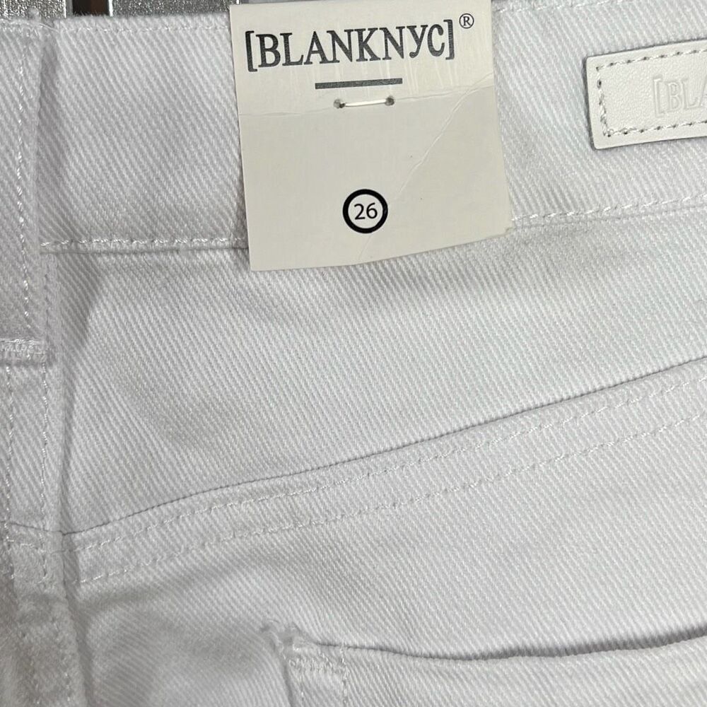 NWT BLANKNYC White Denim Fringe Skirt Rhinestone Trim Size 26 - Picture 14 of 16